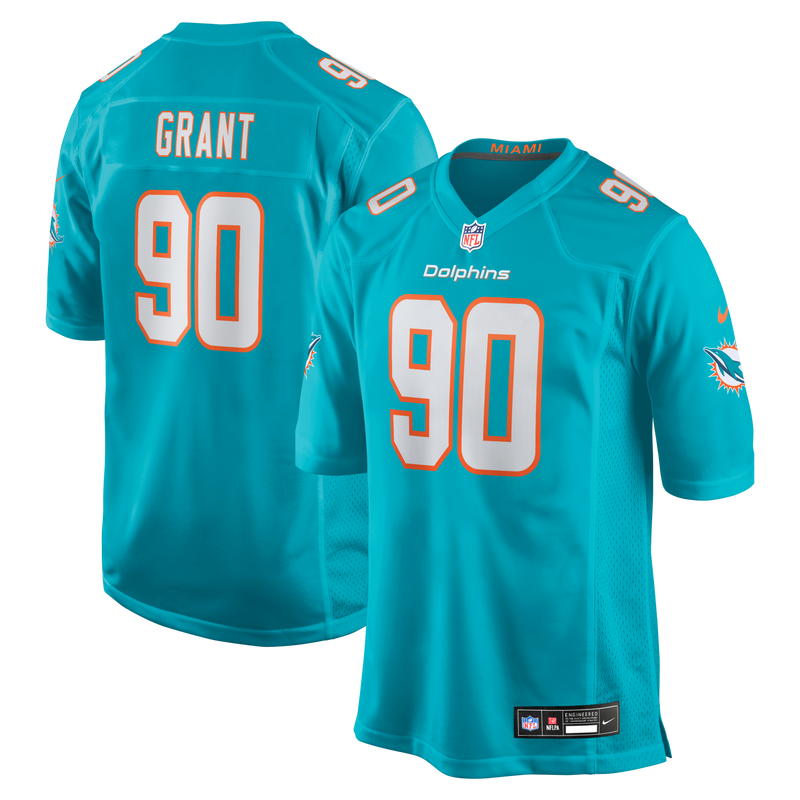 Miami Dolphins Kenneth Grant Nike Aqua Team Game Jersey
