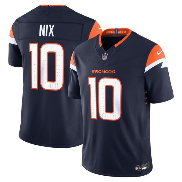 Denver Broncos Bo Nix Nike Navy Alternate Vapor F.U.S.E. Stitched Limited Jersey