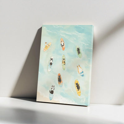 Surfing Cats Watercolor Printable Wall Art | Digital Download | Vertical Printable Home Decor