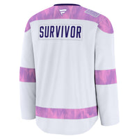 Utah Mammoth Fanatics White Hockey Fights Cancer Survivor Practice Jersey