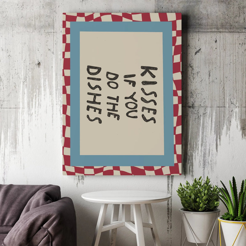 Kisses If You Do The Dishes Printable Wall Art | Digital Download | Vertical Printable Home Decor
