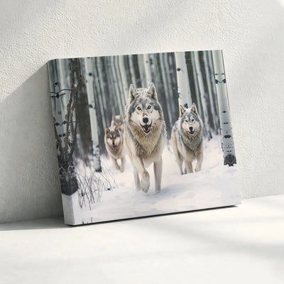 Wolf Pack Winter Forest Printable Wall Art | Digital Download | Horizontal Printable Home Decor