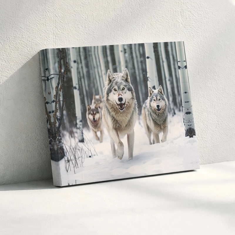 Wolf Pack Winter Forest Printable Wall Art | Digital Download | Horizontal Printable Home Decor