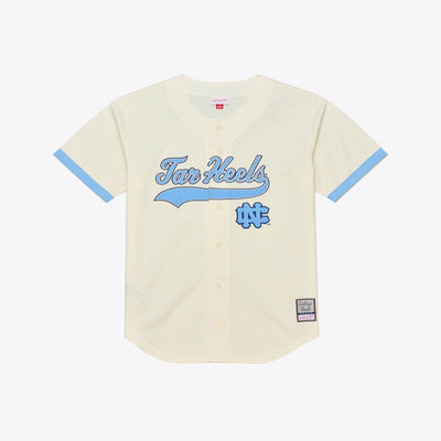 North Carolina Tar Heels Mitchell & Ness Mesh Button-Up Batting Practice Baseball Jersey - Cream