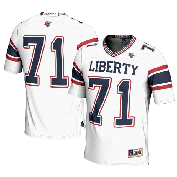 #71 Liberty Flames GameDay Greats Football Jersey – White
