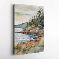 Watercolor Coast Landscape Printable Wall Art | Digital Download | Vertical Printable Home Decor
