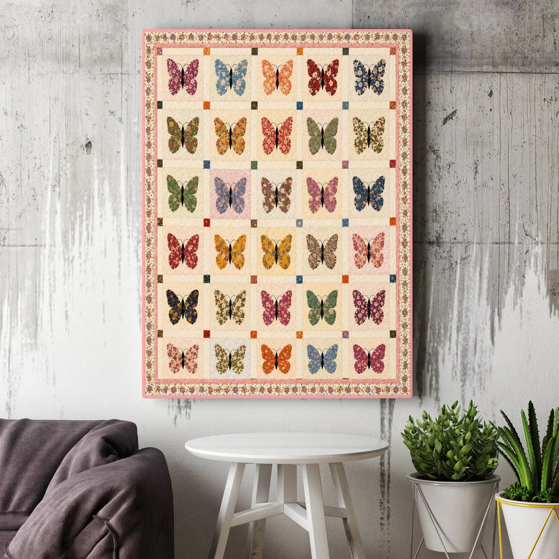 Vintage Butterfly Patchwork Printable Wall Art | Digital Download | Vertical Printable Home Decor