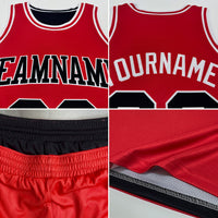 Custom Reversible Black White-Red Double Side Sublimation Basketball Set Jersey