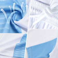Custom Sky Blue Black-White Abstract Fragment Art Sublimation Soccer Uniform Jersey