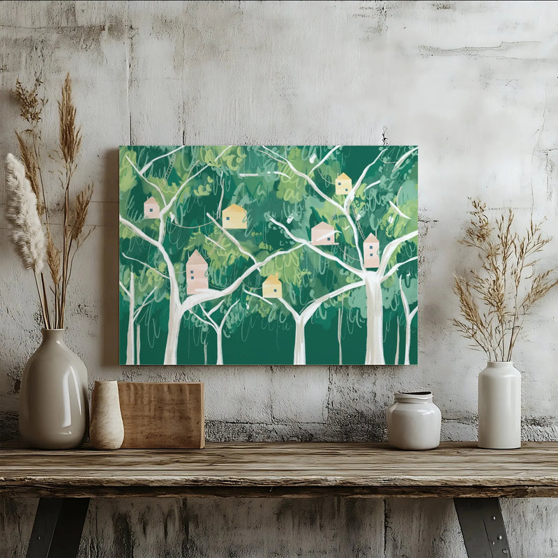 Woodland Forest Treehouse Printable Wall Art | Digital Download | Horizontal Printable Home Decor