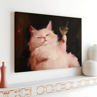 Funny Cat Drinking Martini Printable Wall Art | Digital Download | Horizontal Printable Home Decor