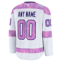 San Jose Sharks Fanatics White 2024 Hockey Fights Cancer Custom Practice Jersey